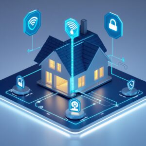 Maison intelligente avec sécurité réseau Wi-Fi active