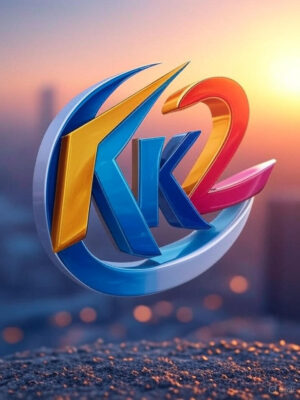 Peinture aquarelle du logo Kimi K2 avec des chiffres stylisés représentant 1 trillion de paramètres, des lignes fluides pour le codage agentique, et des touches de rouge et jaune reflétant la technologie made in China