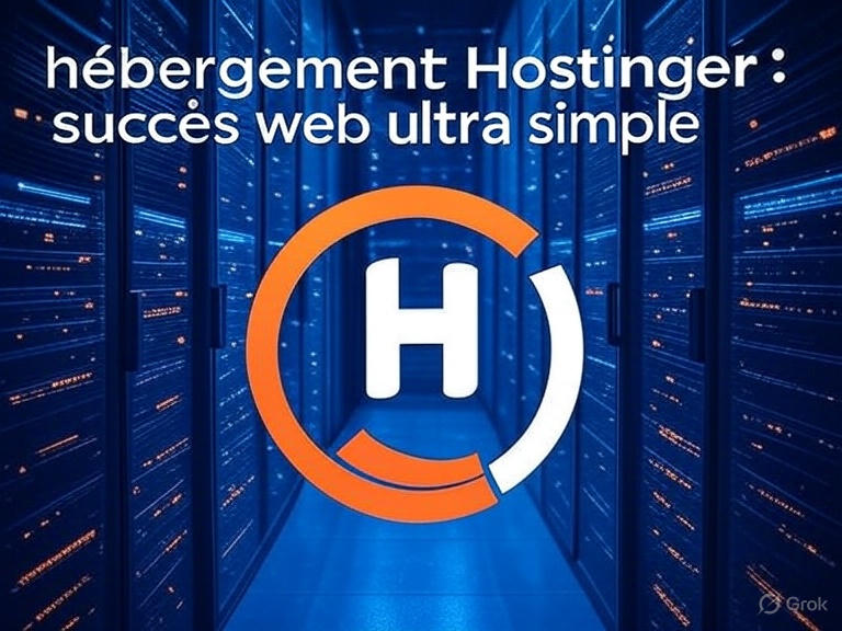 hébergement hostinger : logo officiel sur fond technologique moderne