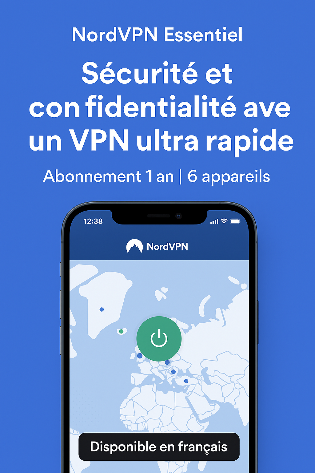 Logo NordVPN sur fond sombre avec une icône de bouclier symbolisant la sécurité