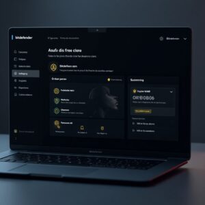 interface de bitdefender 2025 en français montrant le tableau de bord moderne avec vpn, pare-feu, analyse antivirus et navigation simple