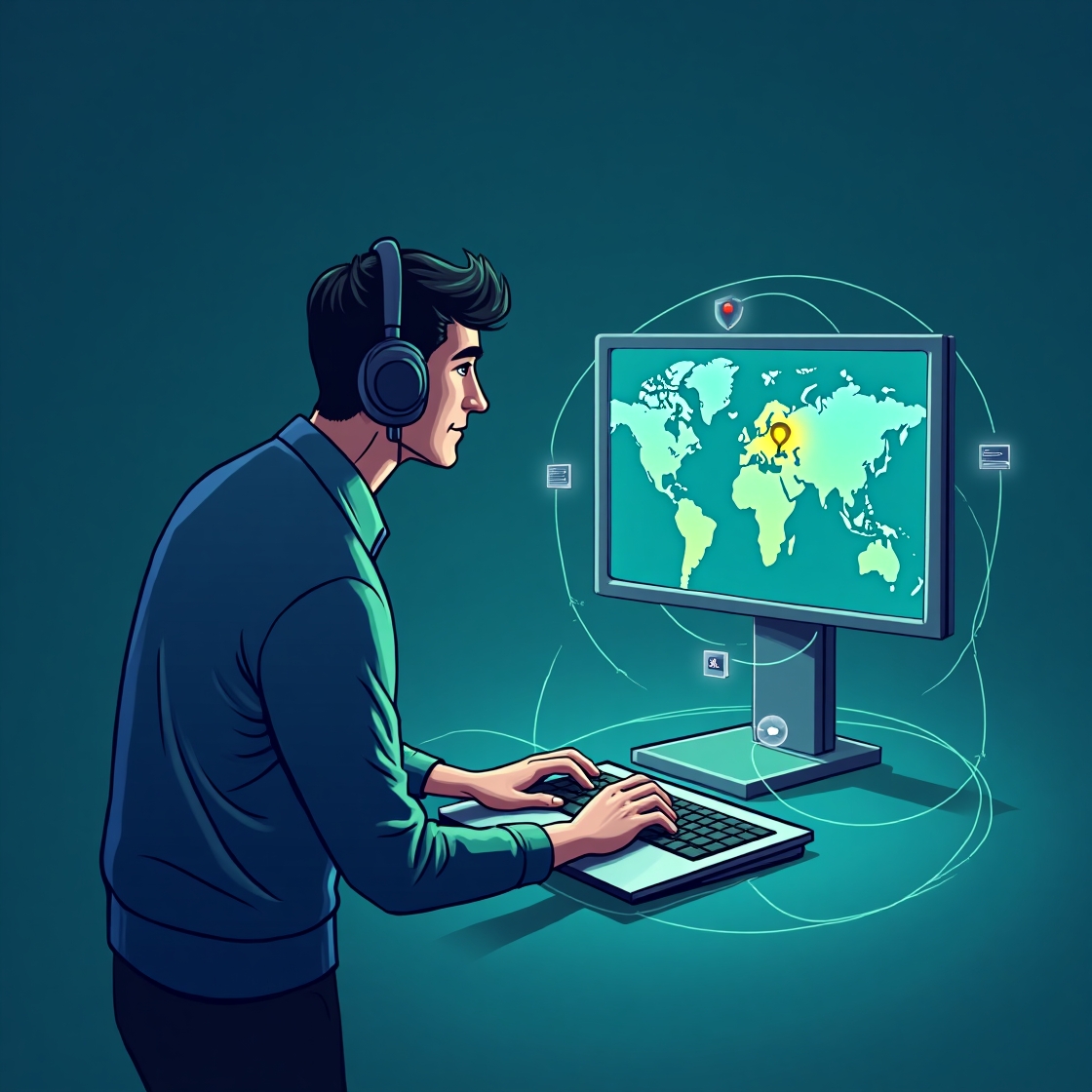 utilisateur sur ordinateur portable utilisant proton vpn pour sécuriser sa connexion internet
