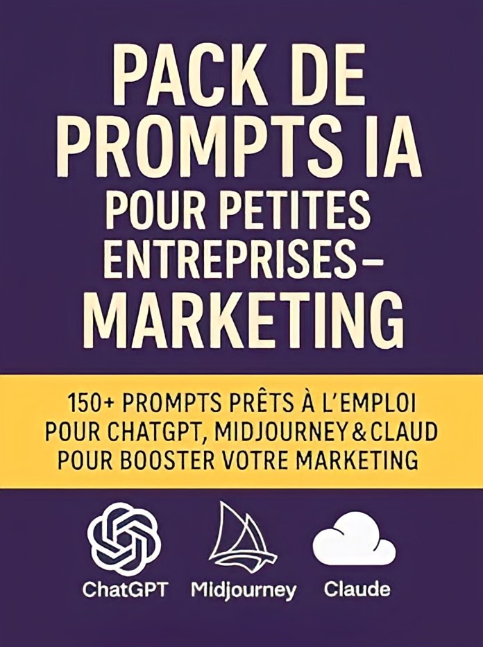 Couverture eBook Amazon avec pack de 150+ prompts d’intelligence artificielle pour générer des images créatives rapidement