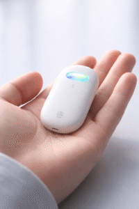 Concept du gadget OpenAI, un appareil IA sans écran conçu pour une interaction vocale naturelle